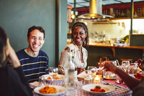 Happy Diners in a casual restaurant